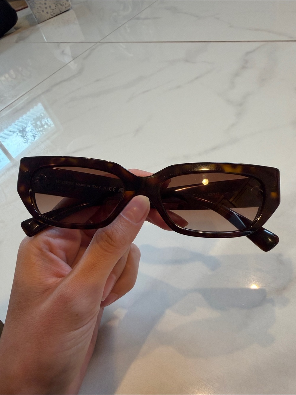 Valentino Brown Tortoiseshell Cat-Eye Sunglasses